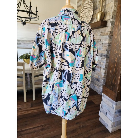 Vintage Big Kanaka By Corzini Bird Floral Hawaiian Camp Shirt Mens 2XL Made USA - Picture 4 of 8